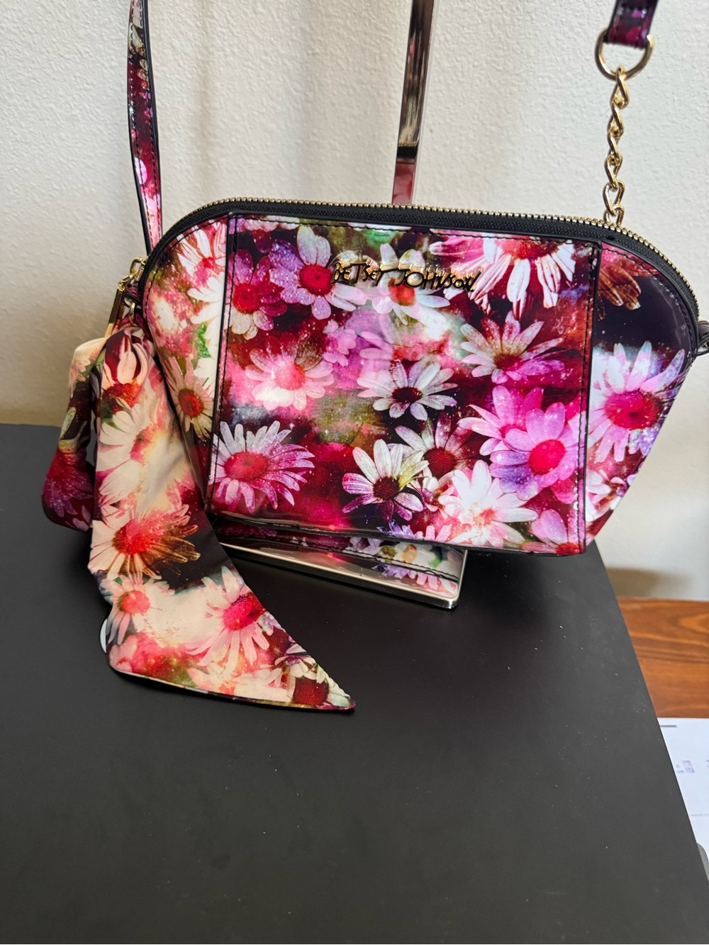 BETSEY JOHNSON Floral Crossbody Bag with Bow NWOT